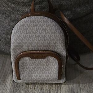 Michael Kors Jaycee Gray and Brown Backpack